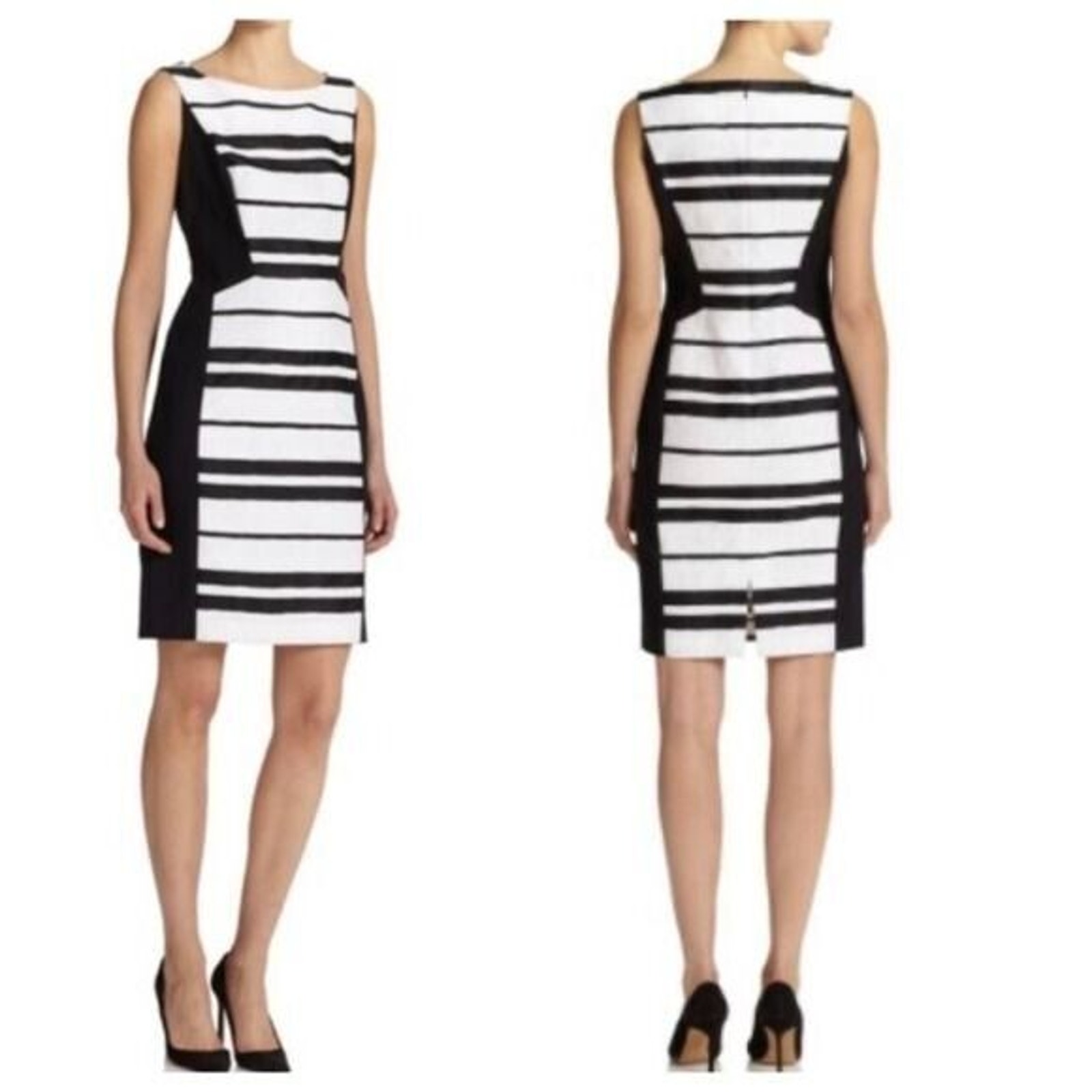 Lafayette 148 Kimberly Black/White Sheath Dress New Women Sz 8 Stretch Career